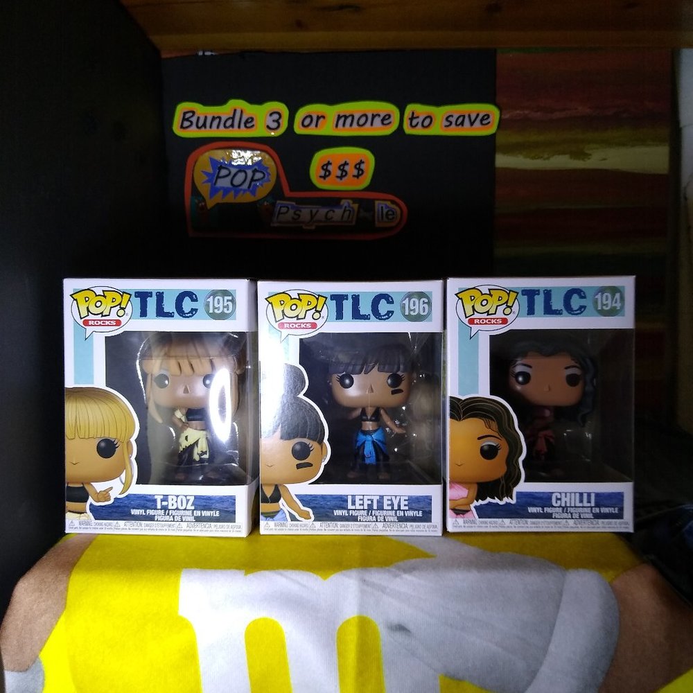 TLC T-Boz, Left Eye, Chilli Funko Pops 194 195 196 NIB  Rock Icons sold as a set